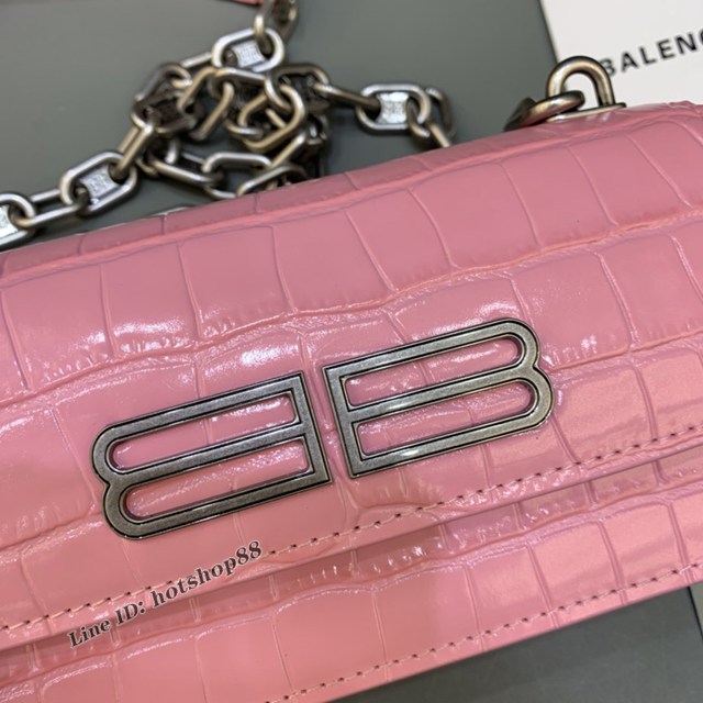 Balenciaga專櫃爆款小號鱷魚粉肩背包 巴黎世家新款Gossip bag斜挎包 fyj1298